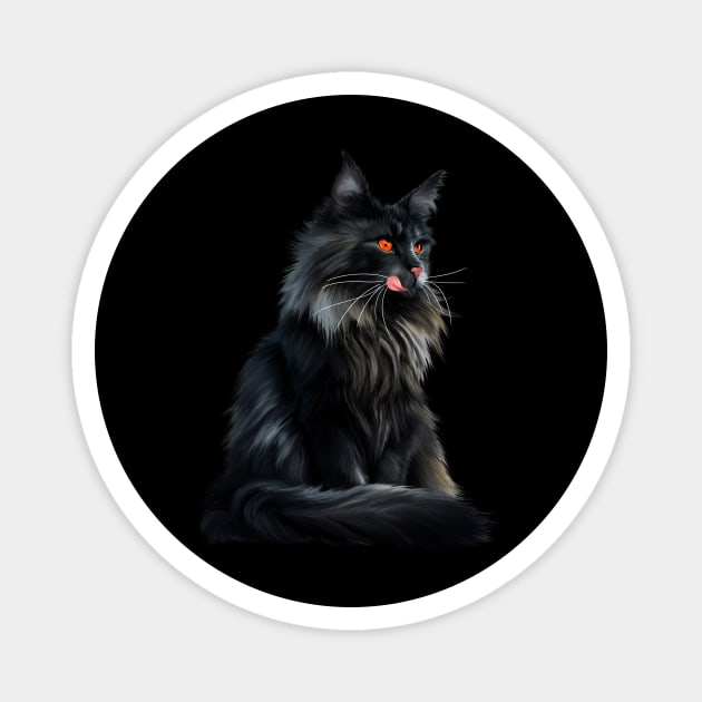 Black Main Coon Cat, Cat Lover Magnet by logiamerch